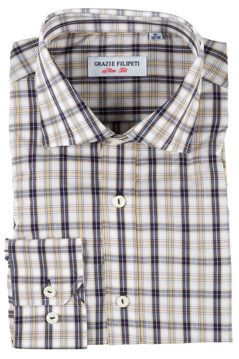 Camasa Grazie Filipeti Slim Fit in carouri maro, Maro
