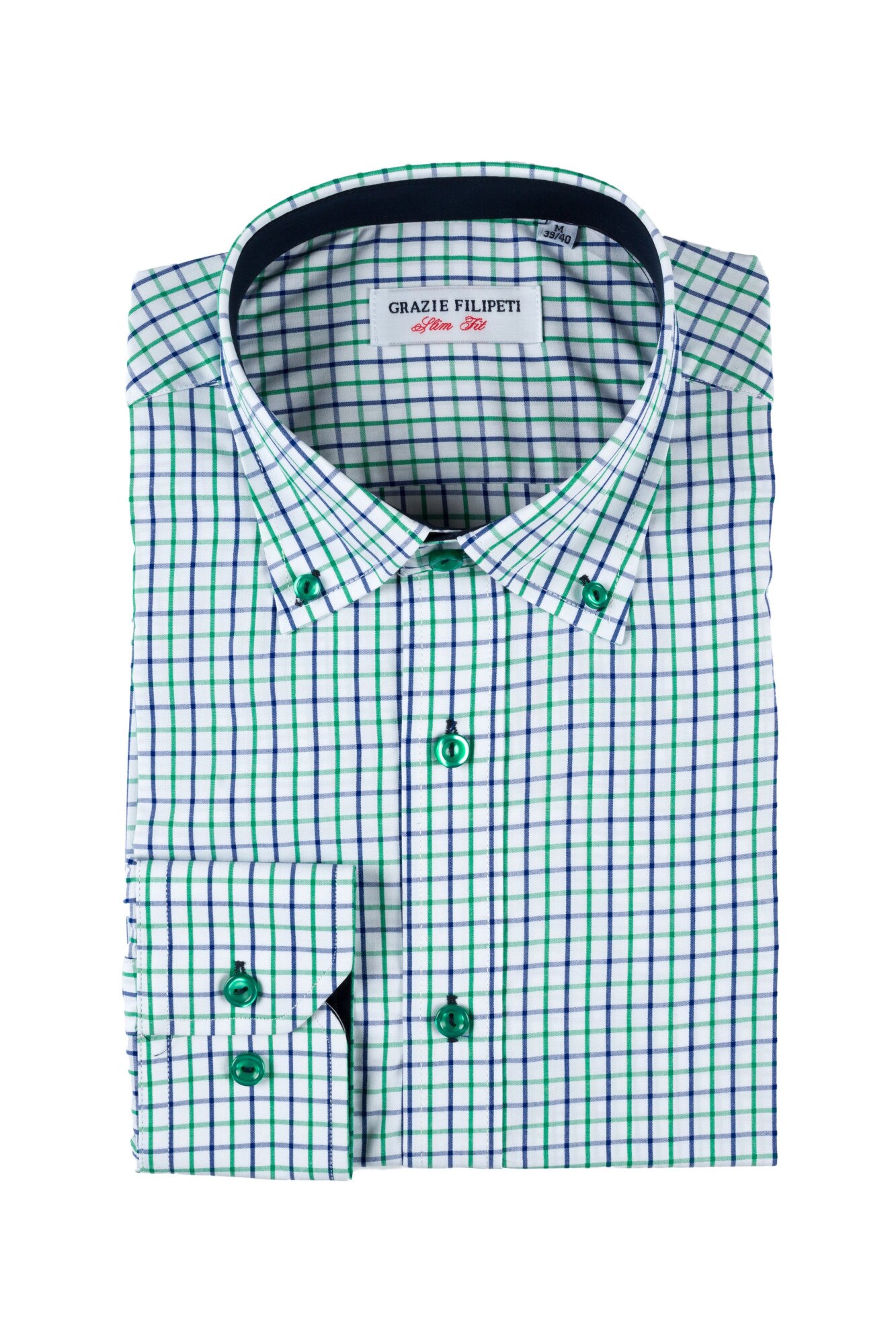Camasa Slim Fit carouri verzi Grazie Filipeti, Blue/Green