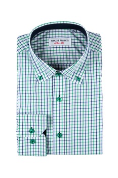 Camasa Slim Fit carouri verzi Grazie Filipeti, Blue/Green Camasa Slim Fit carouri verzi Grazie Filipeti, Blue/Green