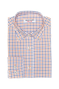 Camasa Slim Fit carouri portocalii Grazie Filipeti, Blue/Orange Camasa Slim Fit carouri portocalii Grazie Filipeti, Blue/Orange