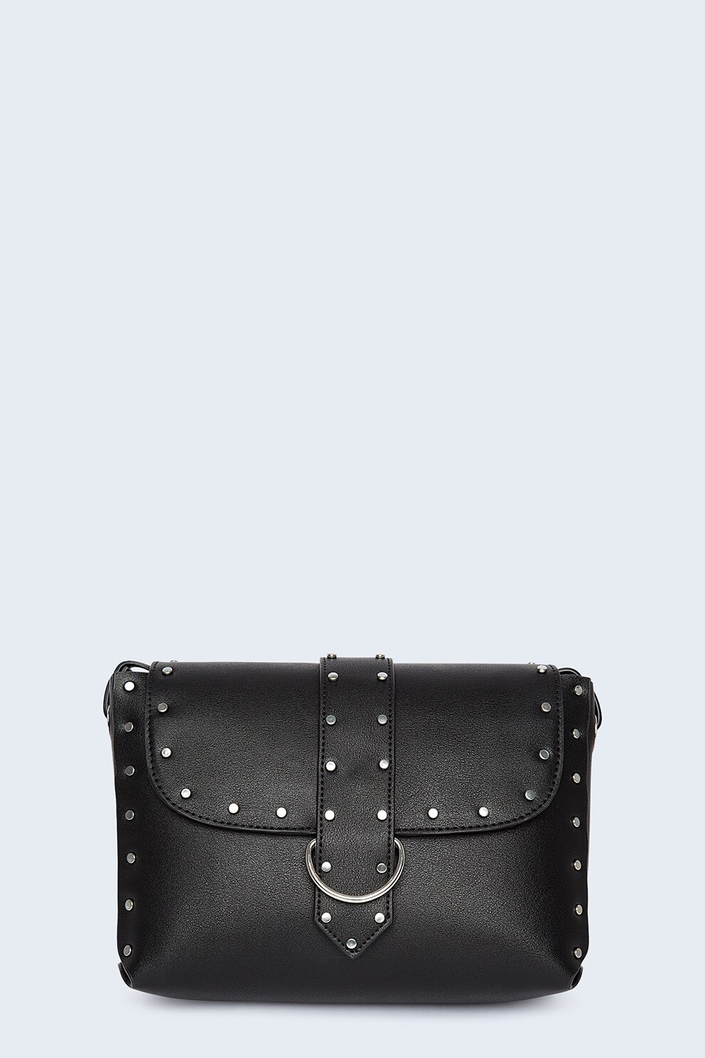 Pepe Jeans London, Geanta crossbody cu clapa Monic, Negru/Argintiu