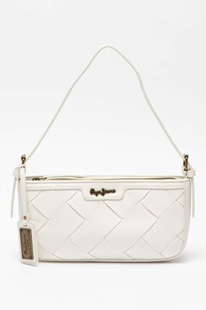 Pepe Jeans London, Geanta din piele ecologica cu bareta de umar Cutouts, Alb optic Pepe Jeans London, Geanta din piele ecologica cu bareta de umar Cutouts, Alb optic