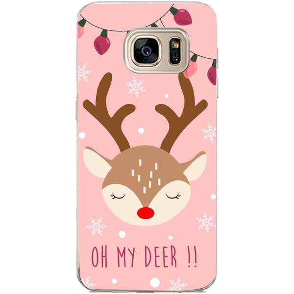 Husa din Silicon, Craciun I Love Pink pentru Samsung Galaxy S7 Edge, Multicolor