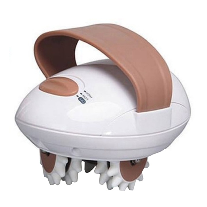 Електрически уред против целулит Menton, масажор с 6 въртящи се колела и 2 степени на скорост, бял/кафяв, 9W, с дръжка