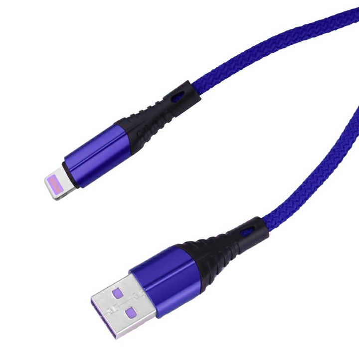 Bibilel BBL1922 Adatkábel, USB/Lightning 8 tűs, iPhone, megerősített, 1 m, Kék