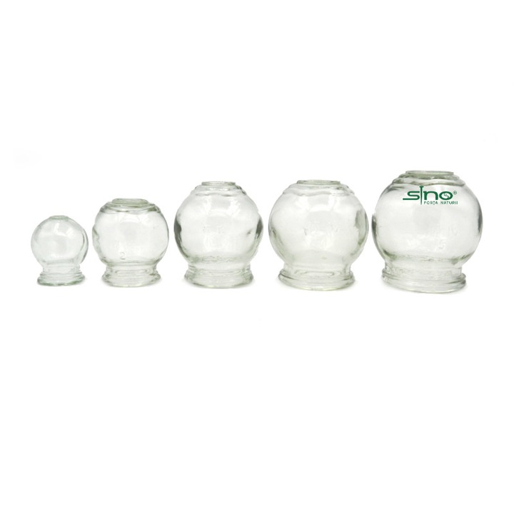 Ventuza din sticla, la bucata, pentru masaj, decontracturare, dimensiune 6 x 7.5 cm