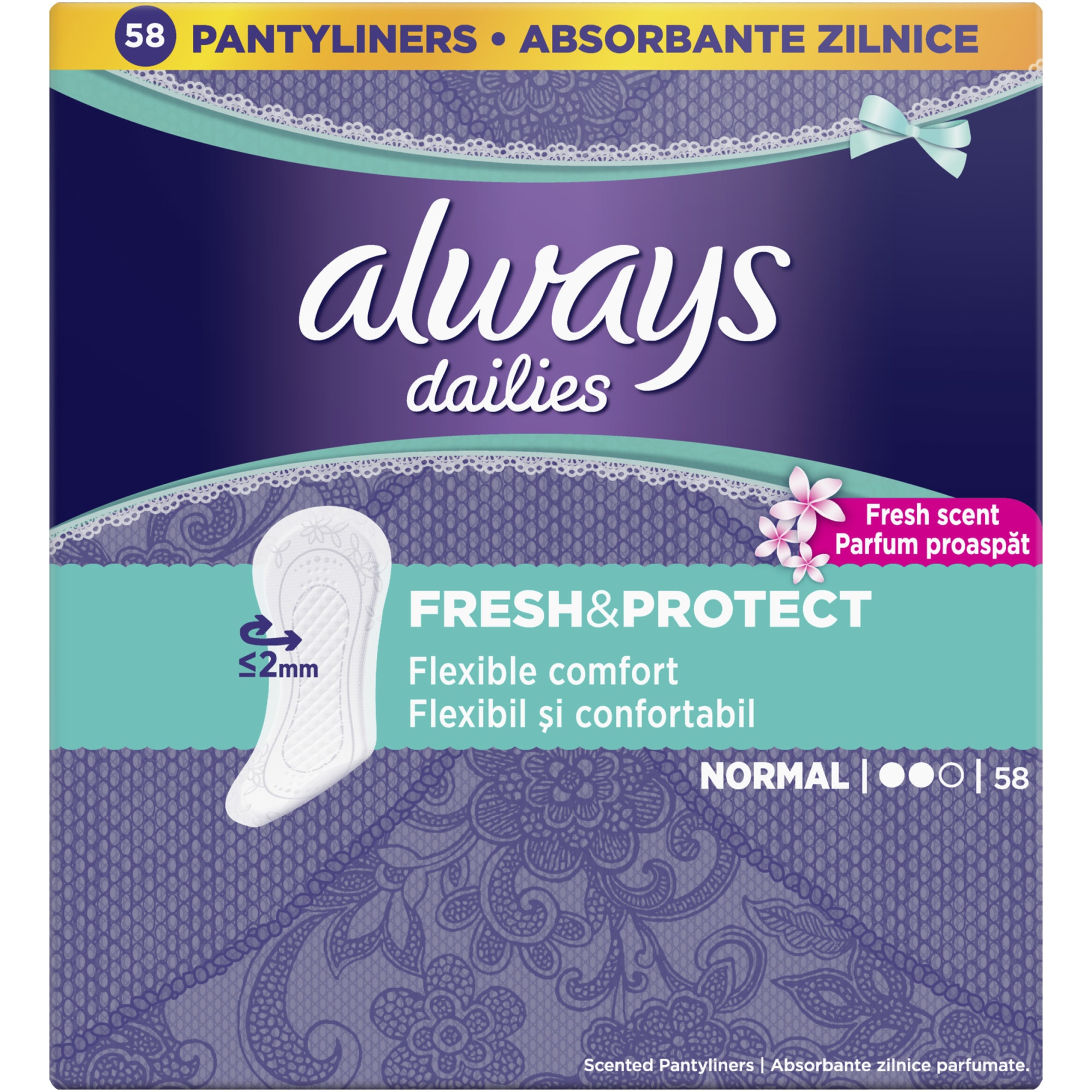 Absorbante zilnice Always Dailies Fresh & Protect Normal, 58 buc