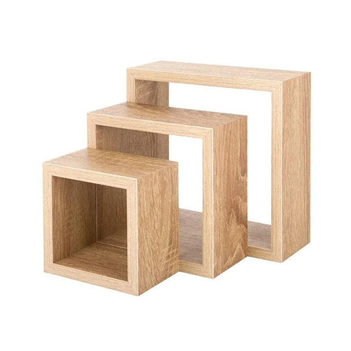 Set 3 rafturi MDF, aspect stejar, MTRD