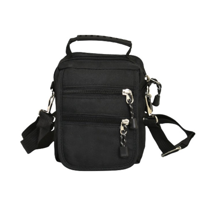 Férfi táska 9253-1, Textil, 14/16/7cm, Fekete