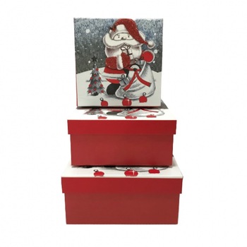 Set 3 cutii din carton patrat pentru craciun,537 g Set 3 cutii din carton patrat pentru craciun,537 g