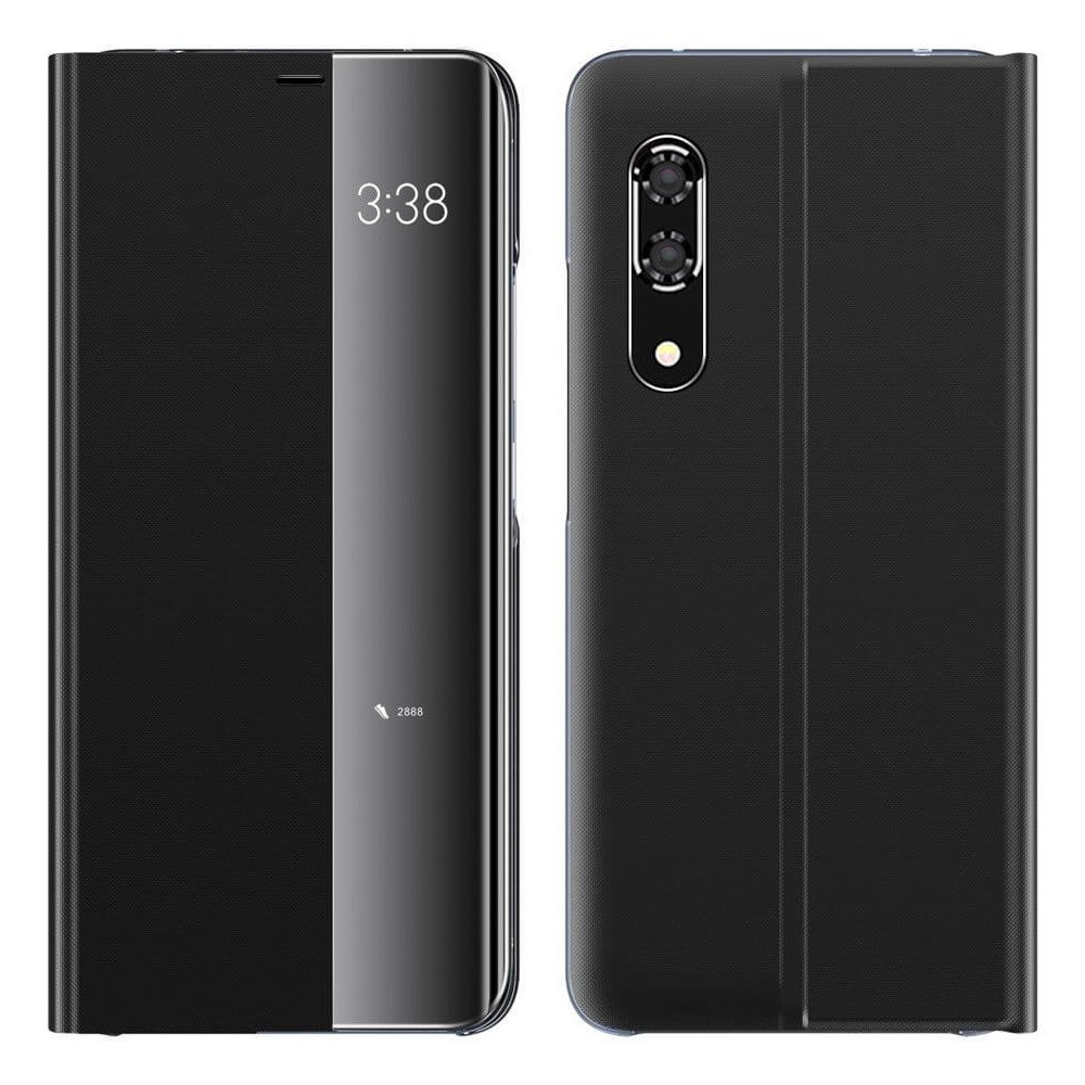 Husa Huawei P30 Lite, Flip / Book, Sleep Case, Functie de Stand, Smart Window, Negru