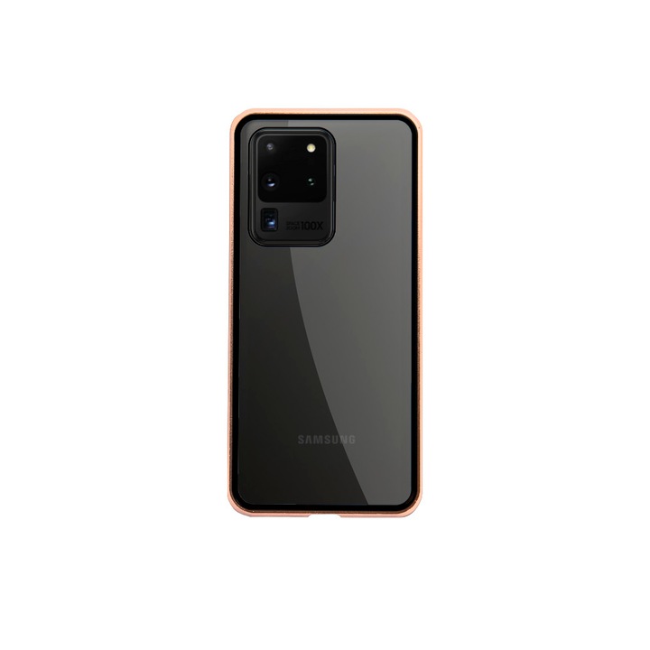 Магнитен Кейс за Samsung Galaxy S20 Ultra, Стъклен гръб, Златист