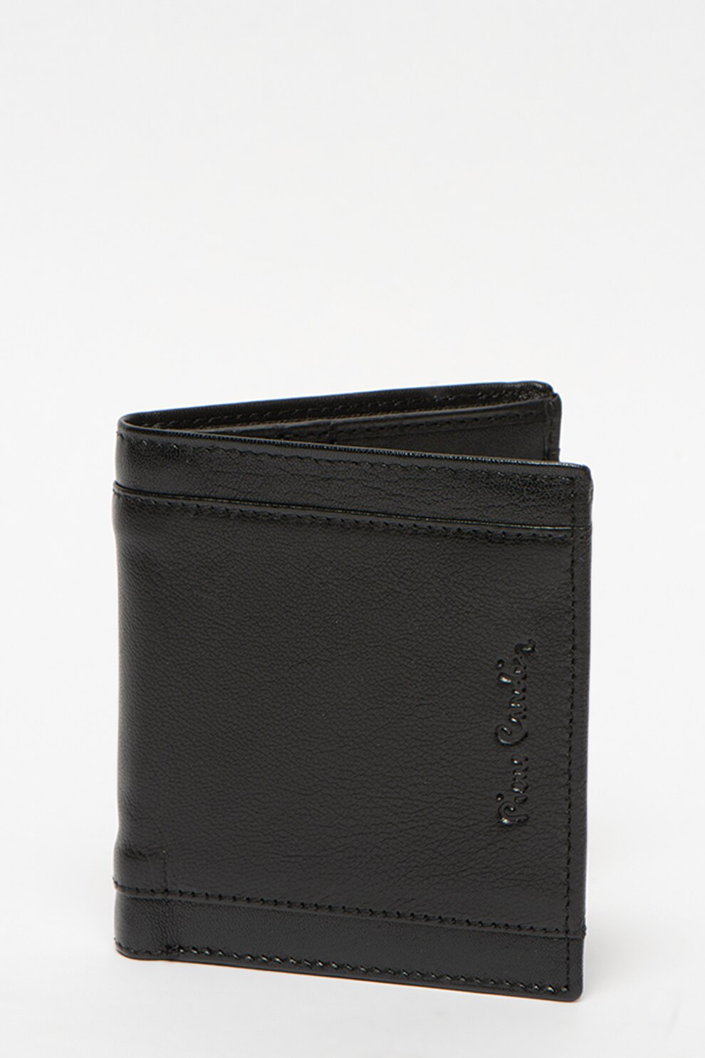 Pierre Cardin, Portofel pliabil de piele cu logo stantat, Negru