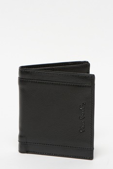 Pierre Cardin, Portofel pliabil de piele cu logo stantat, Negru Pierre Cardin, Portofel pliabil de piele cu logo stantat, Negru
