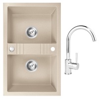 set chiuveta ferro granit 78x48 nisip 2 cuve cu baterie ferro lebada crom imagen 35_0_
0