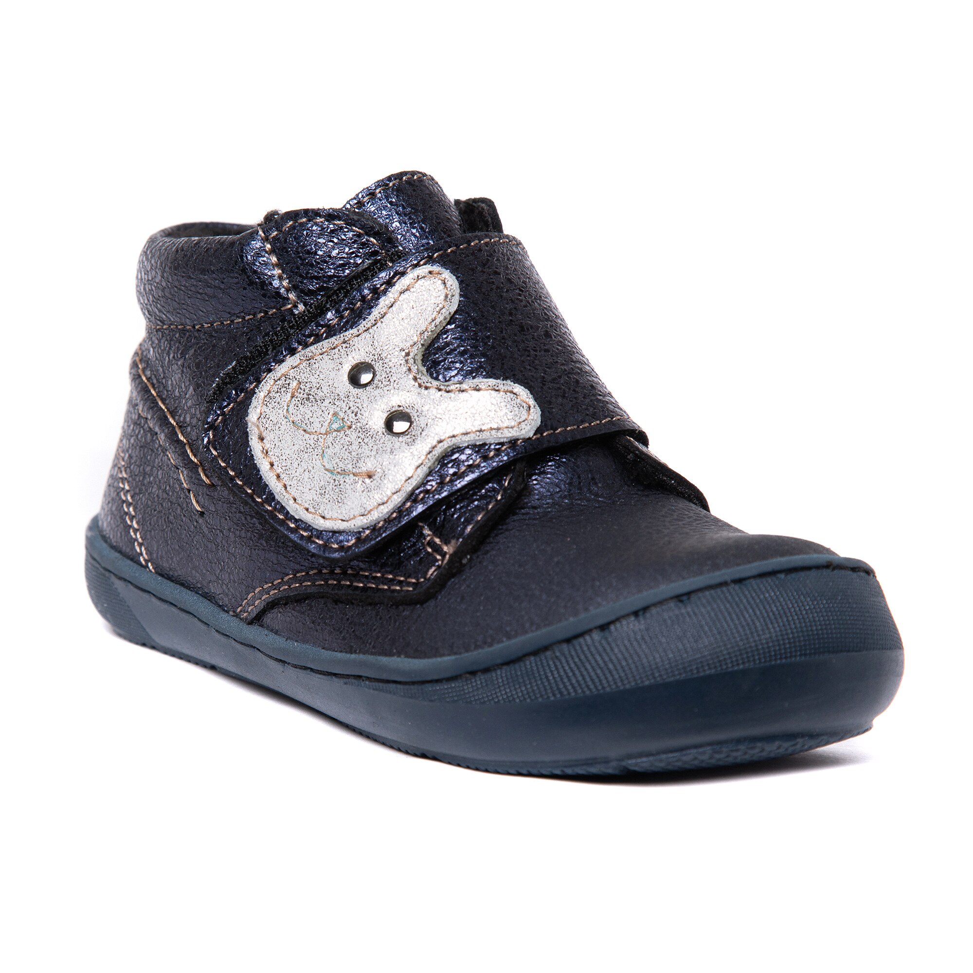 Ghete din piele imblanite cu talpa flexibila pentru copii, Teddy, bluemarin, Piele