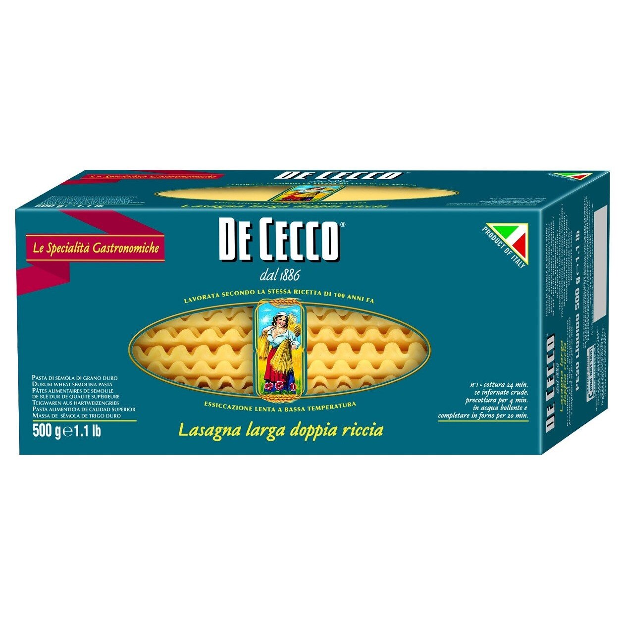 Paste Lasagna Larga Dop Riccia De Cecco 500g