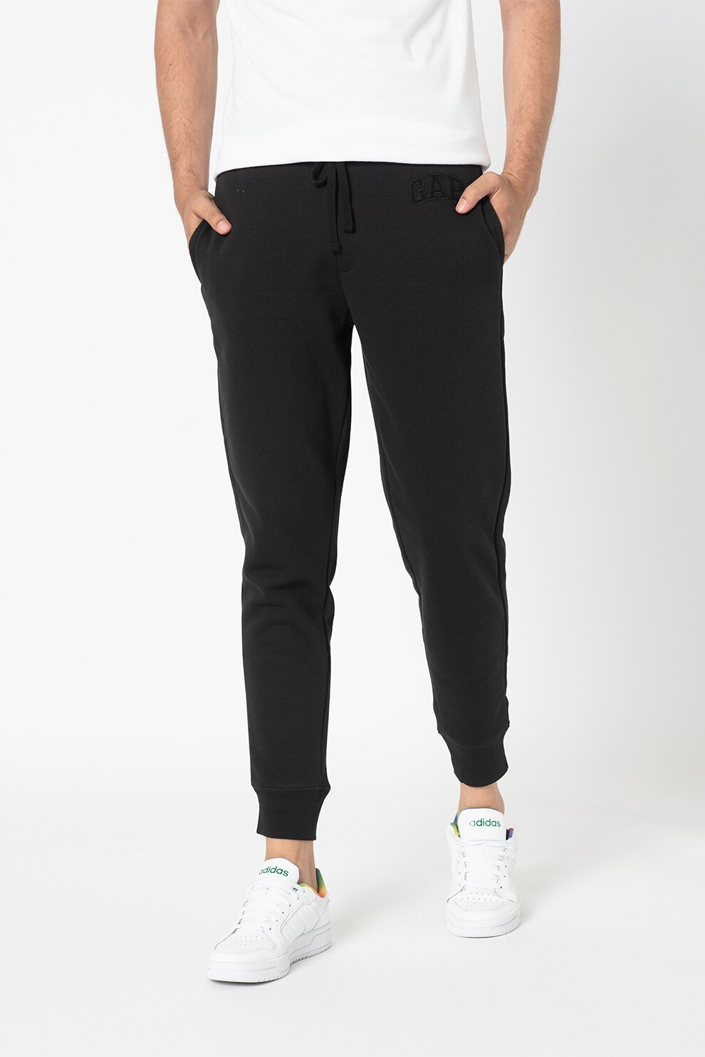 GAP, Pantaloni sport cu snur, Negru
