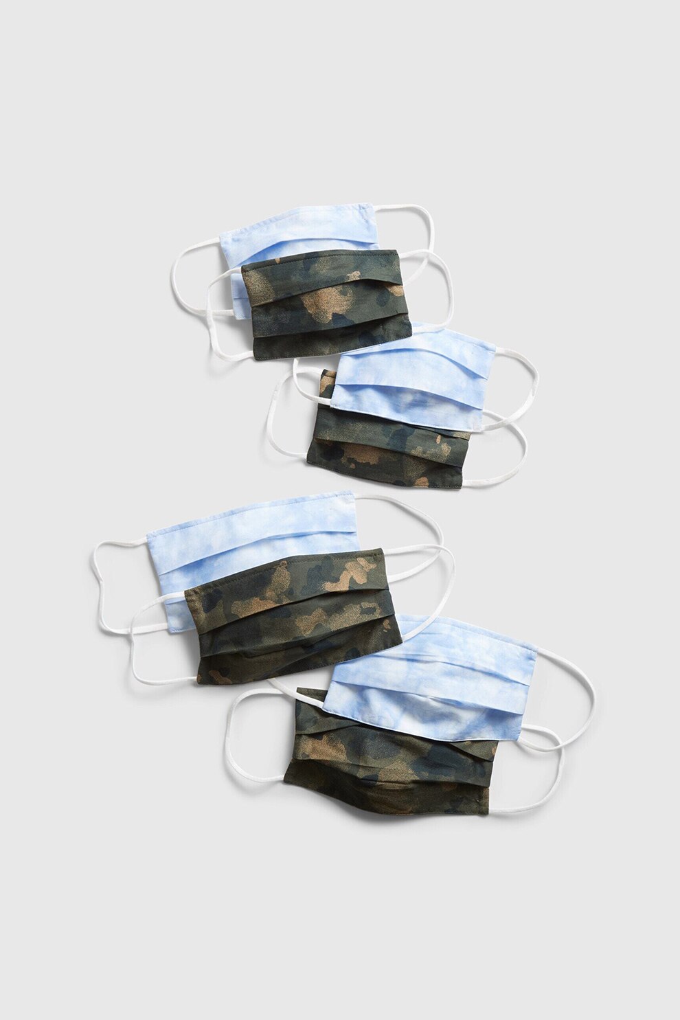 GAP, Set de masti unisex cu acoperire completa - 8 piese, Albastru/Kaki