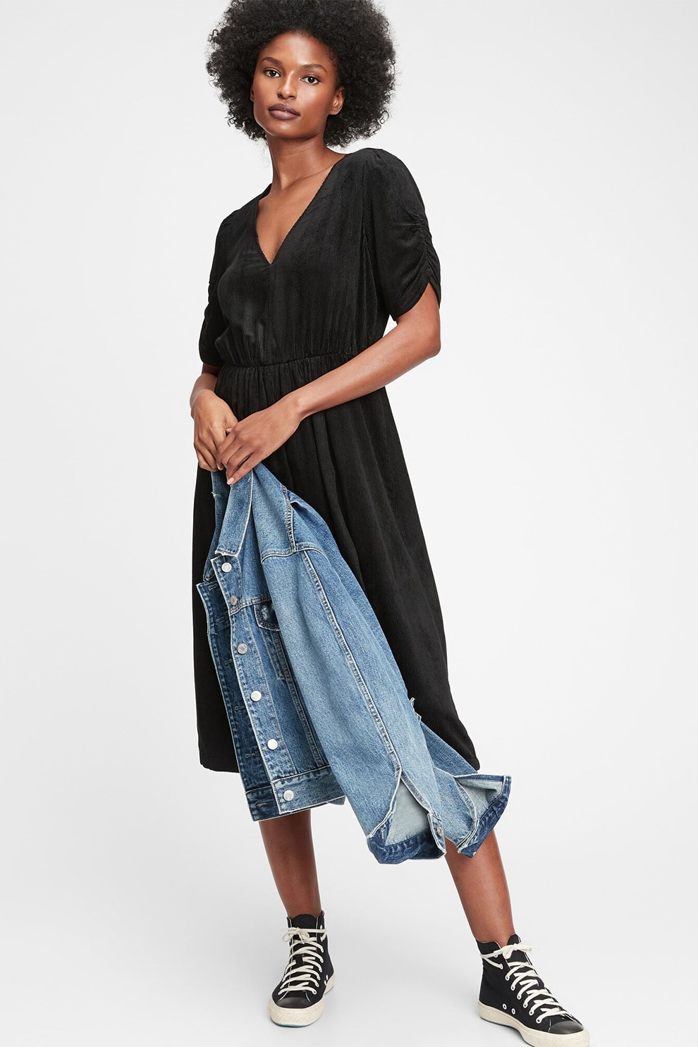 GAP, Rochie evazata de reiat, Negru