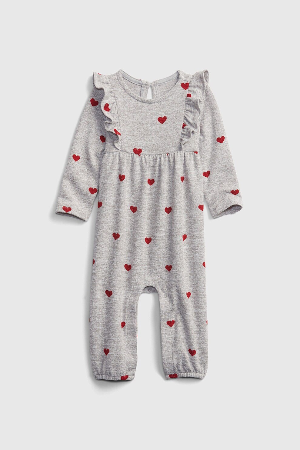 GAP, Salopeta cu imprimeu cu inimi, Gri melange/Rosu, 50 CM Standard