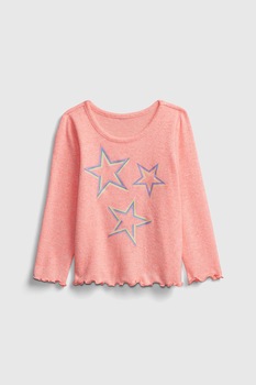 GAP, Bluza de jerseu cu margini cu volane, Roz somon/Albastru GAP, Bluza de jerseu cu margini cu volane, Roz somon/Albastru