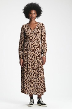 GAP, Rochie petrecuta cu animal print, Bej/Maro, S GAP, Rochie petrecuta cu animal print, Bej/Maro, S