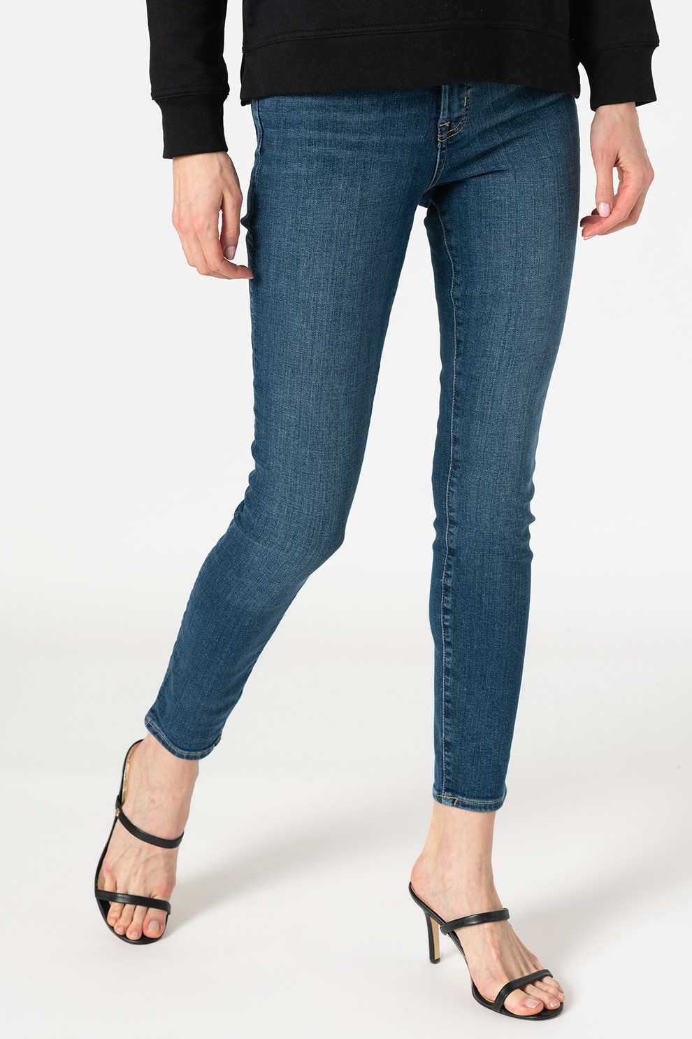 GAP, Blugi skinny cu talie inalta, Bleumarin, W26-L31.5