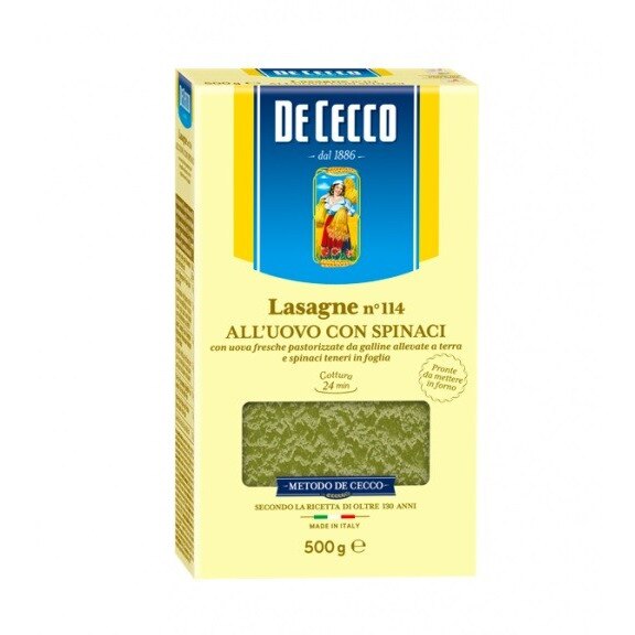 Paste Lasagna cu Spanac si Ou De Cecco 500g