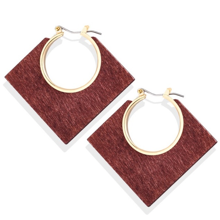 High Fashion 14 karátos arannyal bevont fülbevaló, természetes fával