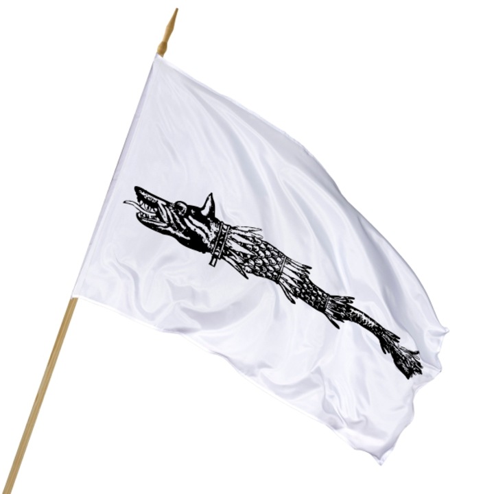 Steag Lupul Dacic pe alb , TIDA-R0, Poliester, 90 x 135 cm