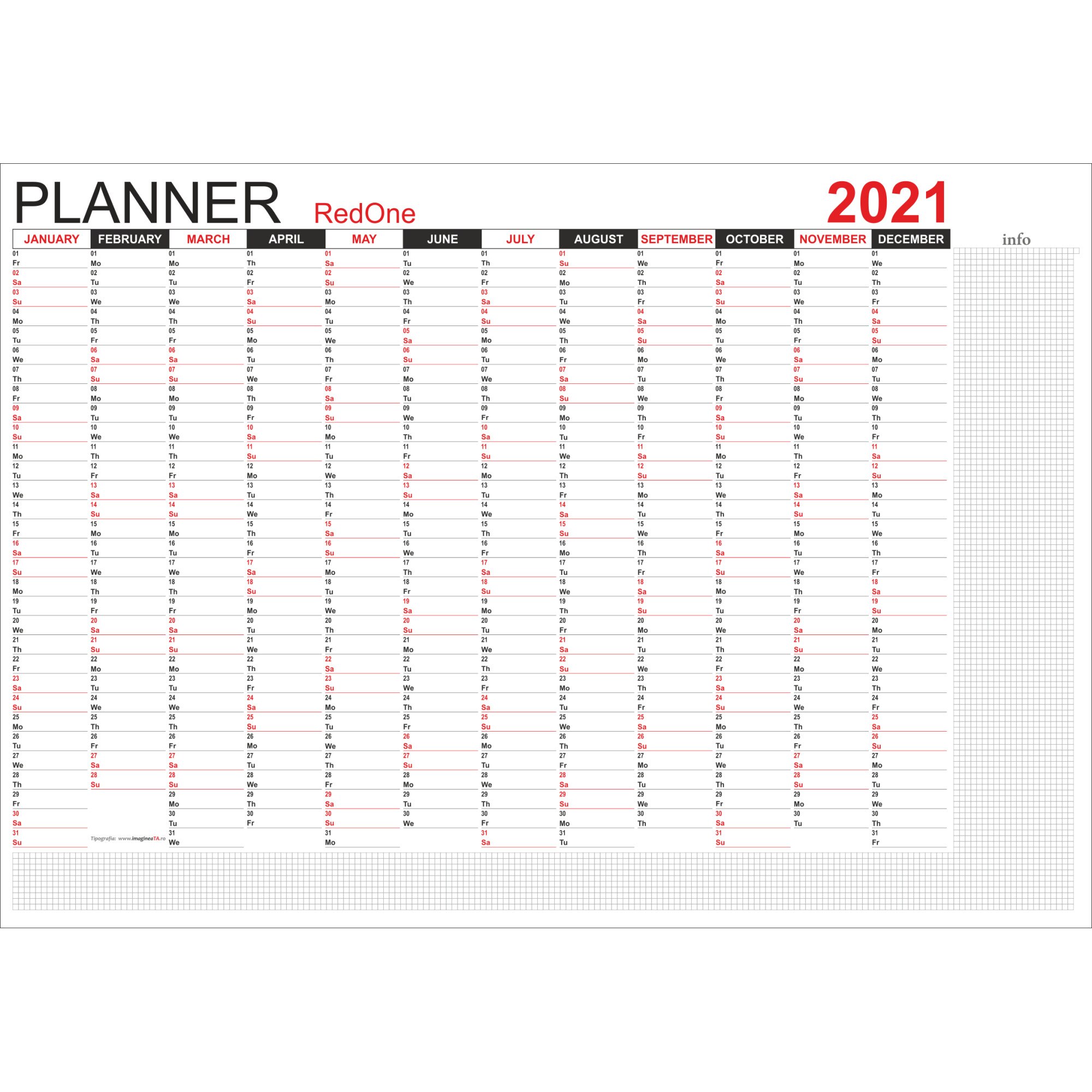 Set 4 bucati Planner 2021 dimensiune 35 cm x 50 cm