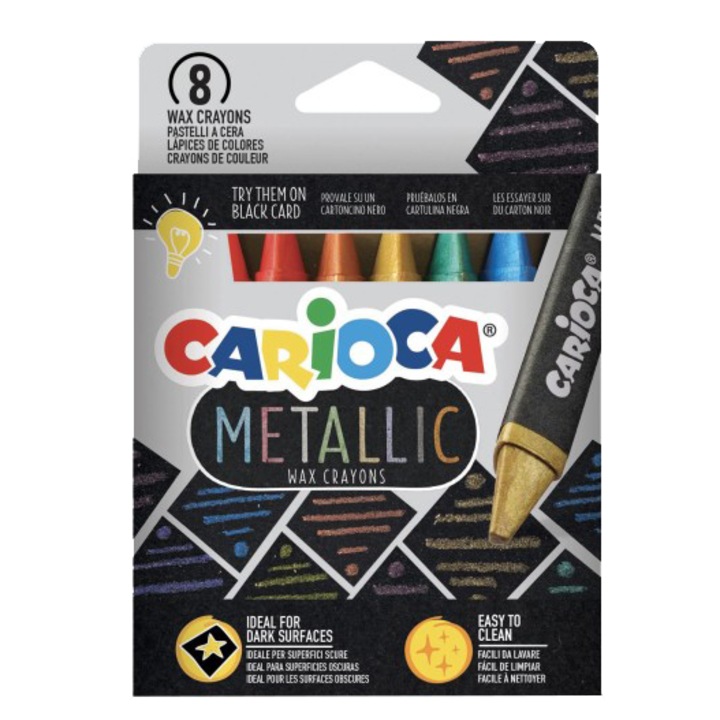 Восъчни пастели Carioca Metallic, 8 броя/комплект