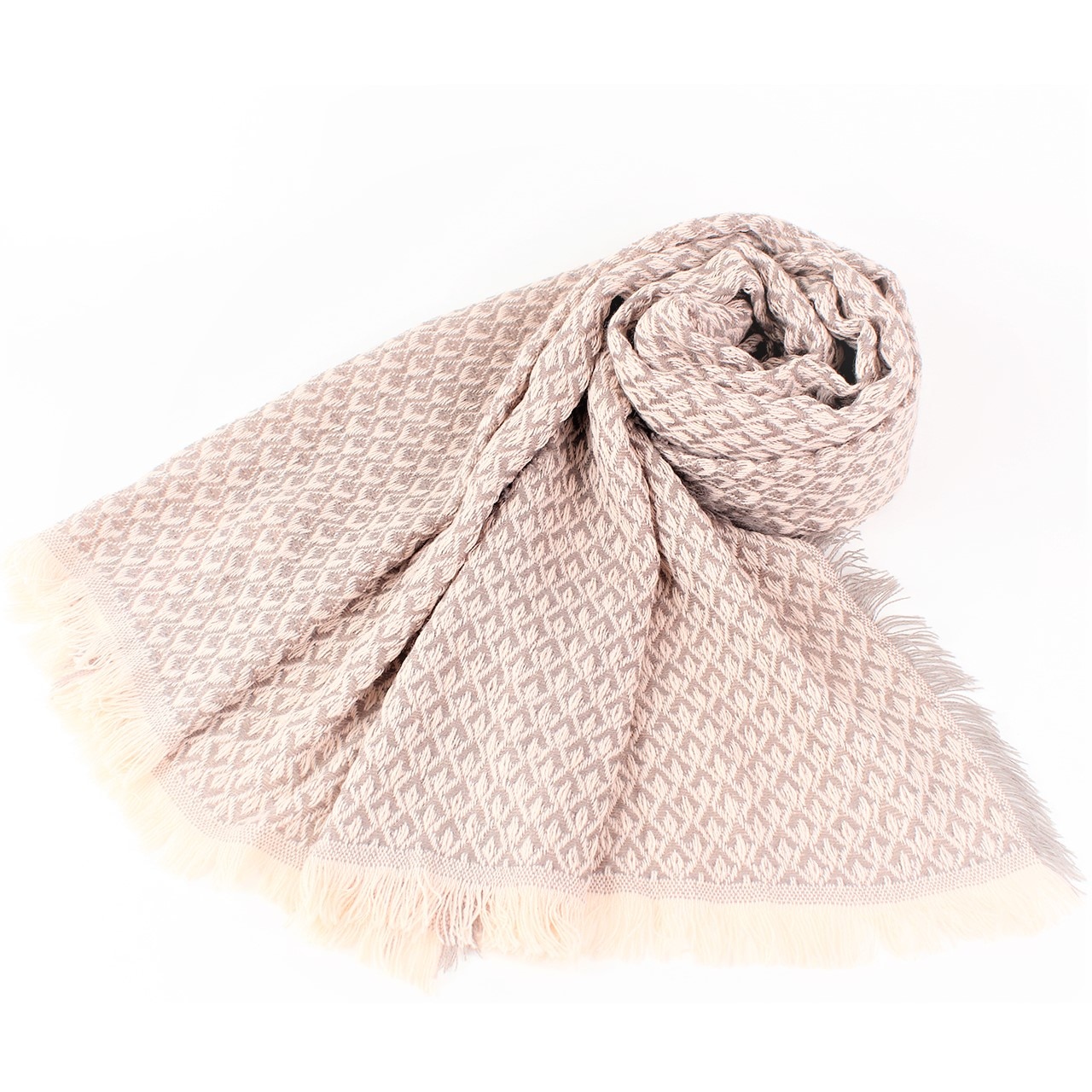 Fular dama Basic, roz prafuit/gri 100% acril