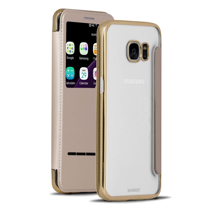 Husa pentru Samsung Galaxy S7 Edge, Plastic, Auriu