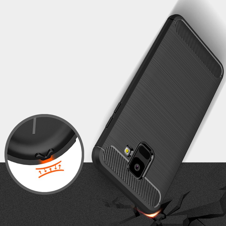 Husa de protectie United Case pentru Samsung Galaxy A6+ Plus 2018, TPU, Negru