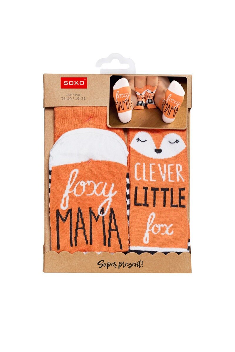 Set 2 perechi sosete, Soxo, cu imprimeu, Mom&Baby, Foxy, multicolor, 35/40