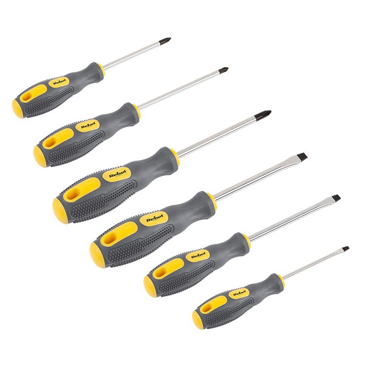 6 db CrV csavarhúzó készlet, mágneses hegy, Rebel Tools