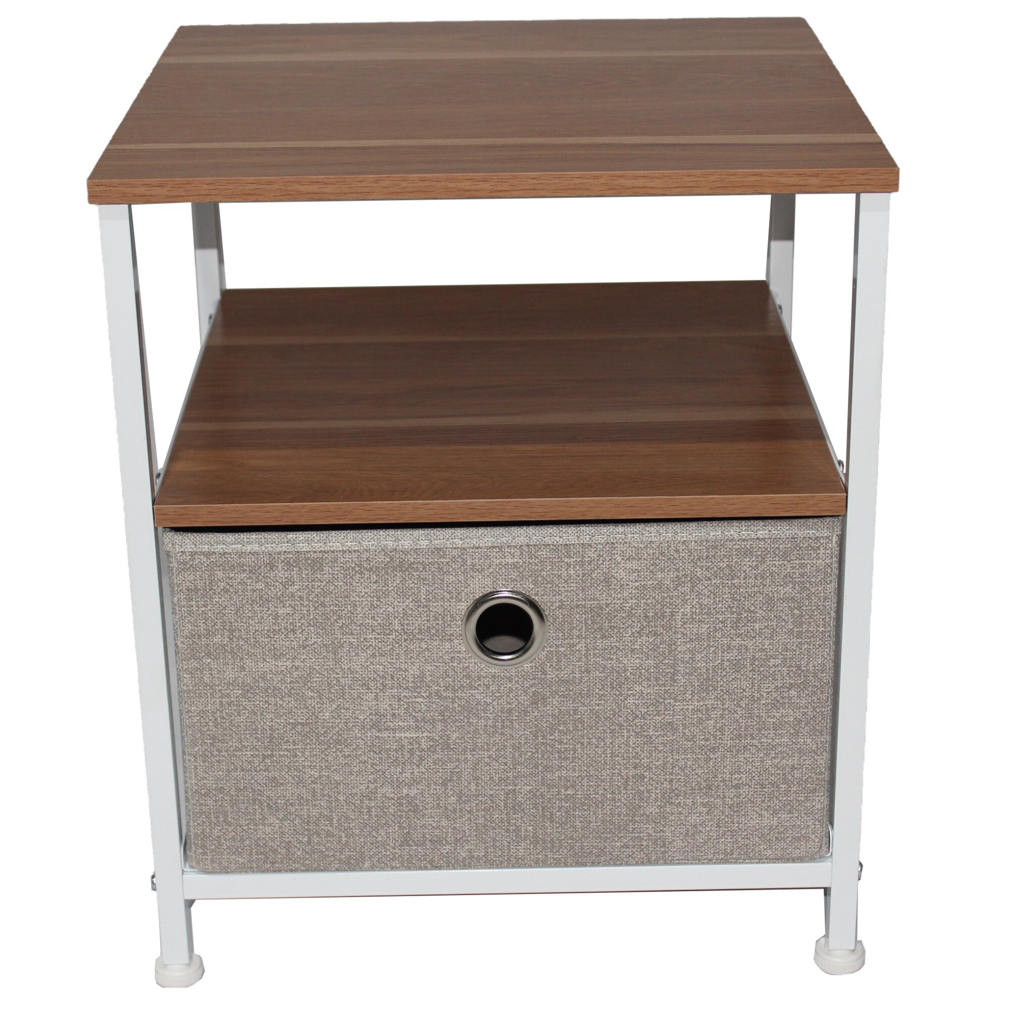 Comoda cu 1 sertar material textil, cadru metalic, blat MDF, 41 x 41 x 47 cm, Grunberg TB89 Bej