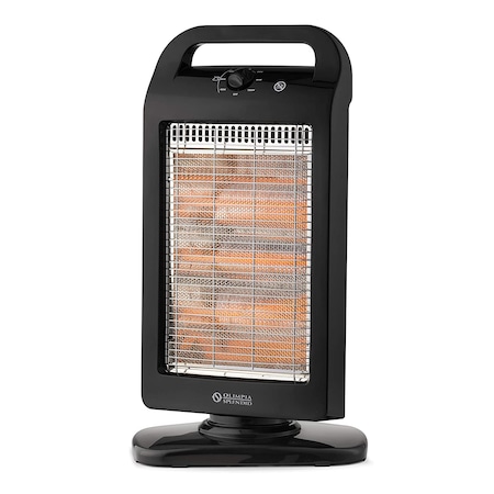 Radiator cu infrarosu de podea Olimpia Splendid, Solaria Evo 99545, 3 trepte de incalzire, cu halogen, oscilatie, putere 1200 W, protectie supra-incalzire, maner ergonomic, negru