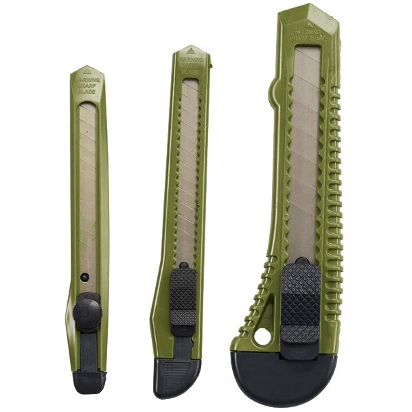 Set 3 cuttere, Heinner, diverse marimi, PCC0007, Verde