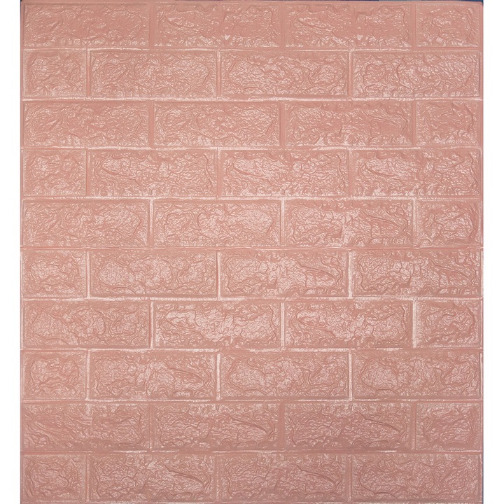 Panou decorativ 3D autoadeziv roz lucios spuma moale dimensiune 70cm x 77cm 6mm grosime