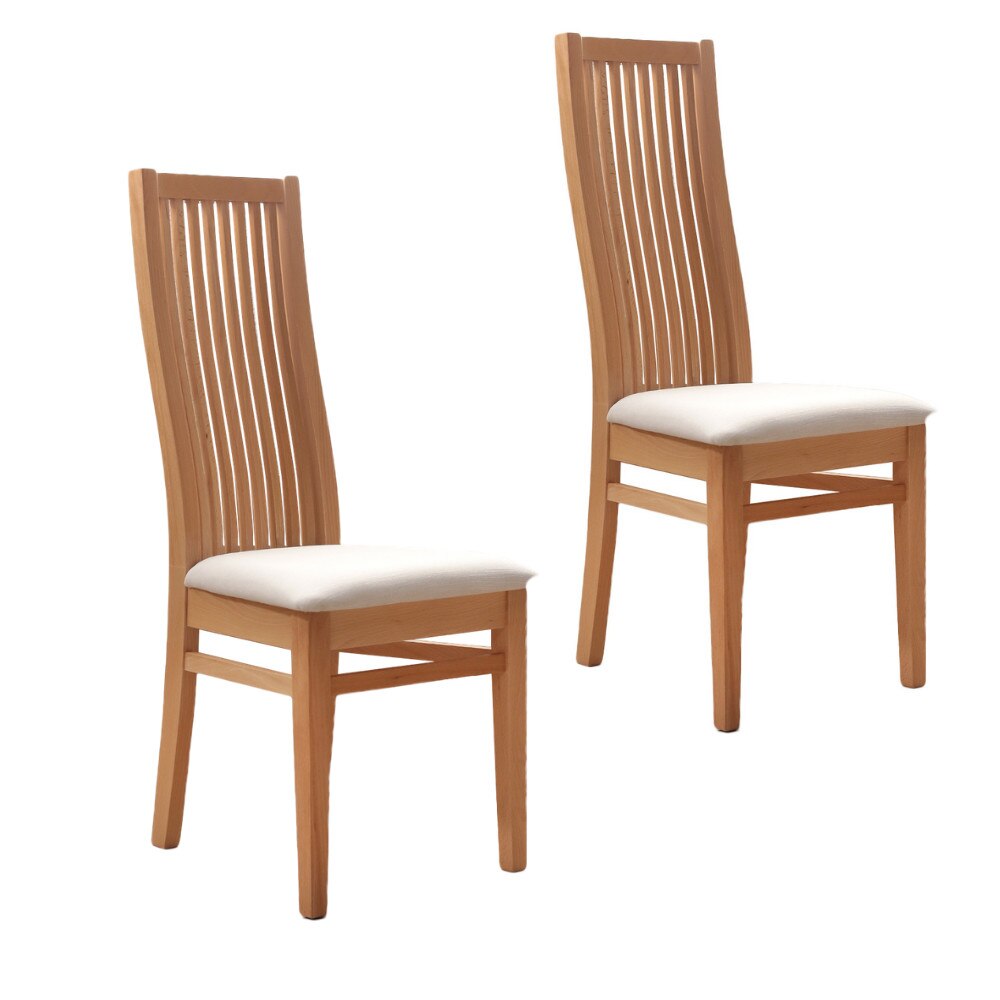 Set 2 scaune dining din lemn de fag Moderna Parma, cadru fag natur, textil Melva 02