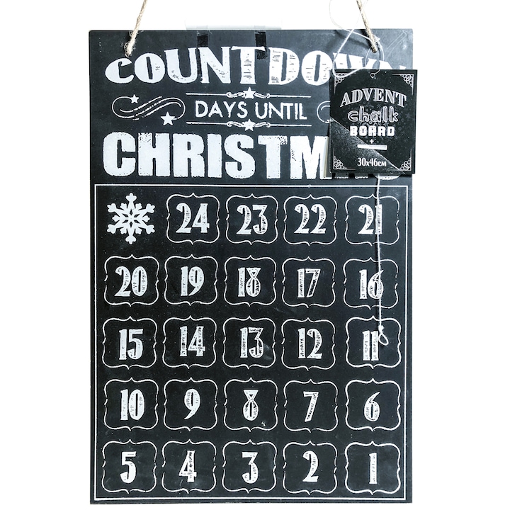 Коледен календар за отбелязване дните до Коледа Advent, С тебешир, 30 x 46 cm