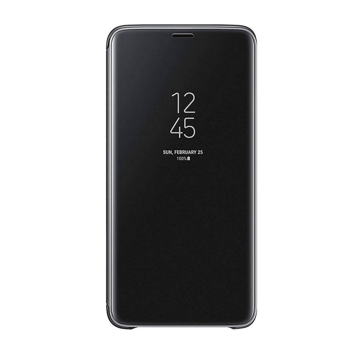 Flip Cover Clear View Mirror Protective Case за Motorola Moto G9 Play / G9 / E7 Plus, черен