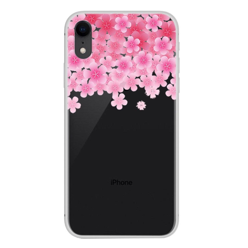 Husa Apple iPhone XR model Cherry Blossom, Silicon, Antisoc, Viceversa Alb/Roz