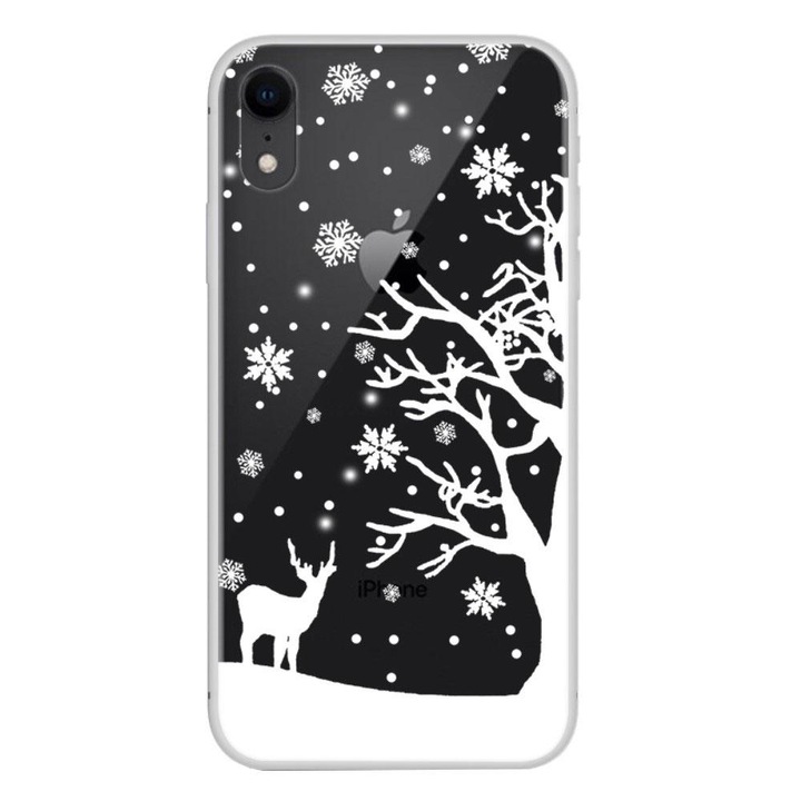 Husa Craciun compatibil cu Apple iPhone XR model Santa's Reindeer, Silicon, Antisoc, Viceversa Alb