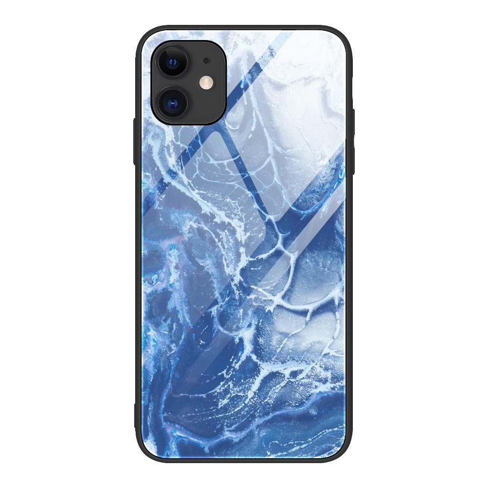 Husa Apple iPhone 12 Mini model Glass Topaz Waves, Antisoc, TPU Hybrid, Viceversa Albastru azur