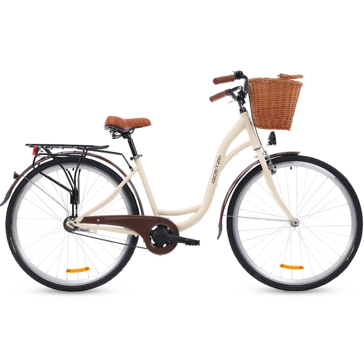 Goetze Eco Női kerékpár, 1 fokozat, 28″ kerék, 18” váz, 160-185 cm magassag, Tejszínes