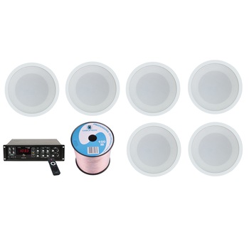 Sistem audio ambiental, Birou,Cabinete medicale ,Cofetarii,amplificator + 6 boxe de tavan +100m cablu Sistem audio ambiental, Birou,Cabinete medicale ,Cofetarii,amplificator + 6 boxe de tavan +100m cablu